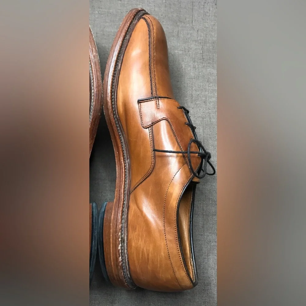 Allen Edmonds Hillcrest Men's Derby Shoes Tan Brown Leather Size 14D Made in USA